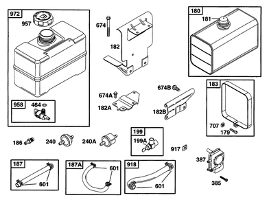 Fuel Tank Grps Diagram and Parts List for 226432-0057-XX  Briggs and Stratton Engine